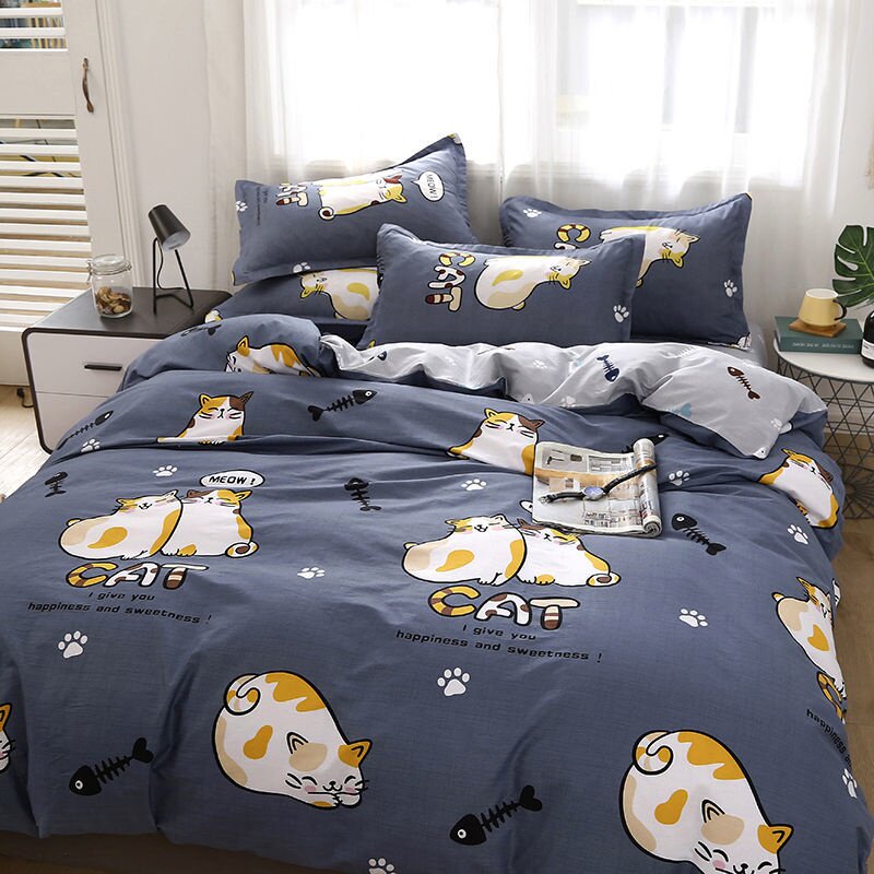 【新款】床上用品四件套水洗棉单双人学生宿舍用品床单被套三件套