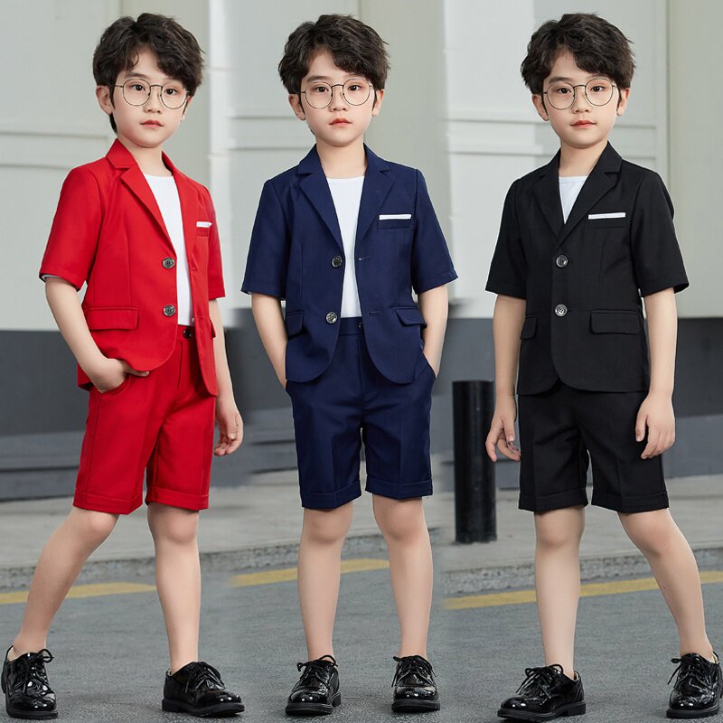 现货速发儿童小套装夏季男童礼服风帅气西服六一表演小主持人服装