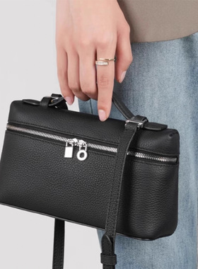 头层牛皮lp19饭盒包真皮女包2025新款白色手提盒子包小斜挎手机包