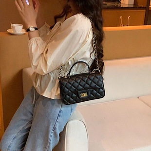 菱格包女头层羊皮包包真皮链条高级感小香风cf时尚单肩斜挎麻将包