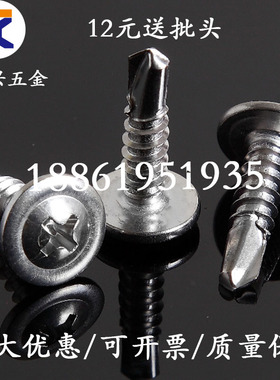 M4.2 4.8 304 410不锈钢大扁头圆头华司钻尾螺钉自攻自钻燕尾螺丝