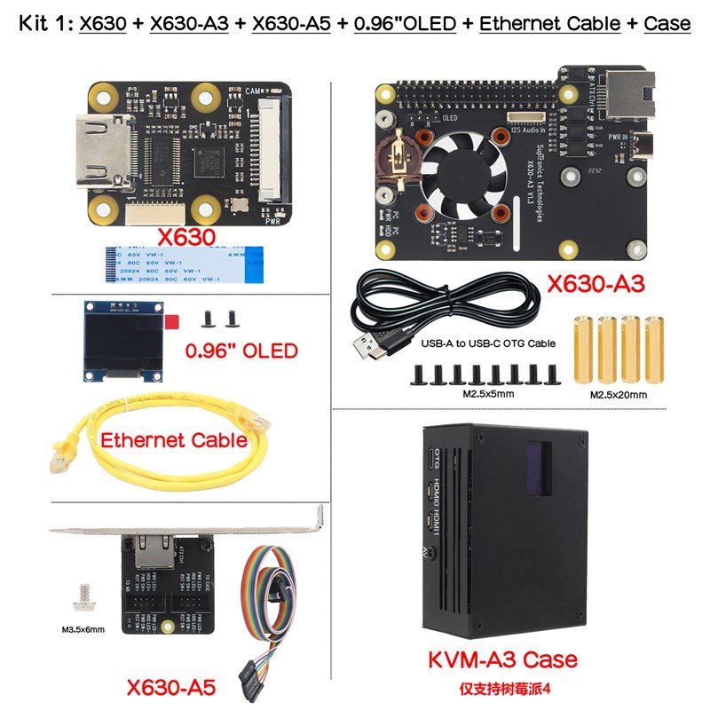树莓派PiKVM v3 HAT远程控制pikvm运维overip服务器 kvm HDMI CSI