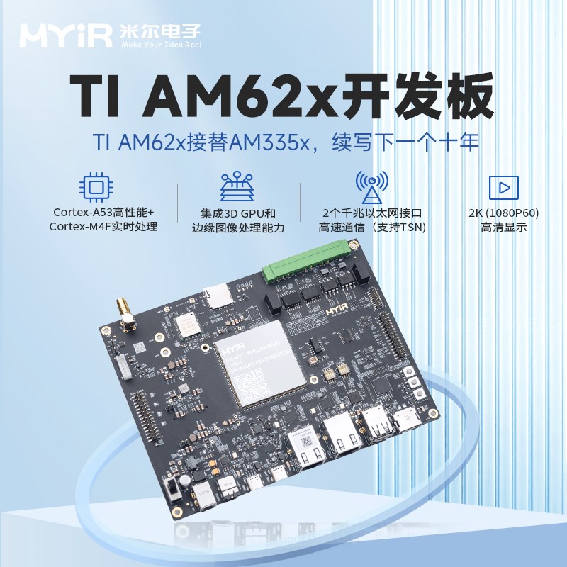 米尔 TI AM62X开发板Cortex-A53核心板AM6254/6252/6231 AM335X
