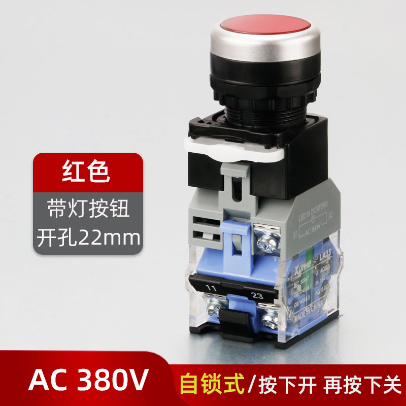 LA38-11D带灯自复位平扭启动11DNZS电源自锁按钮开关22mm 220V24V