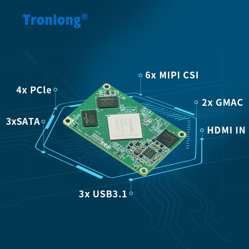 创龙瑞芯微RK3588J工业核心板 全国产2.4GHz八核AI 6T NPU 8K麒麟