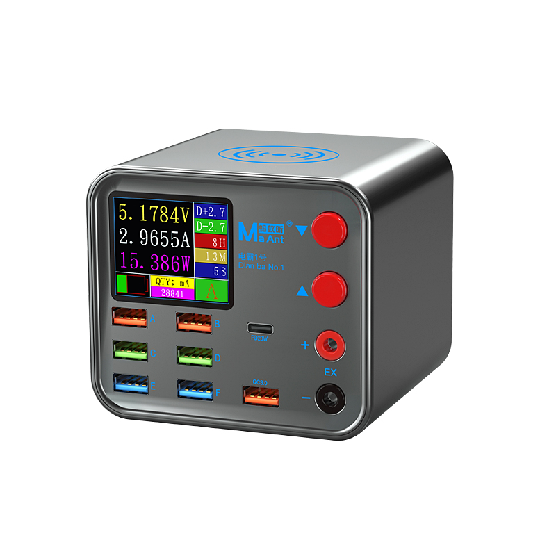 蚂蚁昕电霸1号h 多口充电器 工程8接口带数显排插无线充QC3.0快充