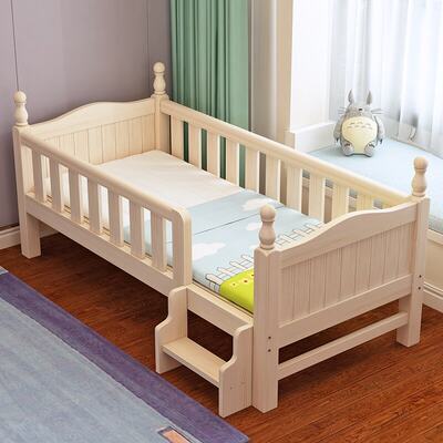 实木加宽婴儿床带护栏松木加宽加长拼接床简约儿童床单人床可定制 雨落花开的小小铺 淘优券