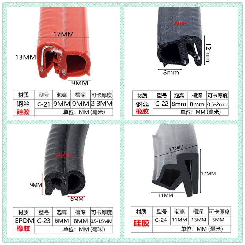橡胶U型包边密封条配电箱控制机柜侧泡密封条机械设备防撞中门条