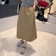 宽松百搭通勤a字卡其色中长裙 新款 韩系时尚 休闲半身裙女2025夏季