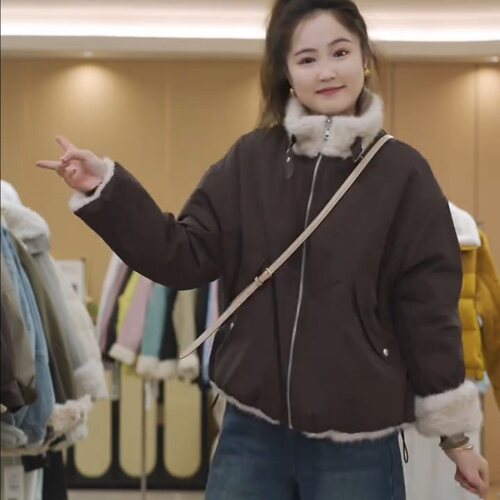 高级感加绒加厚双面穿短款派克服外套女2026冬季新款保暖夹克外套