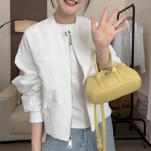 小个子拉链夹克外套女2026春季新款立领短款韩系宽松气质百搭休闲
