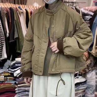 欧货夹棉工装风棉服外套女宽松立领2025秋冬款小个子短款保暖棉衣