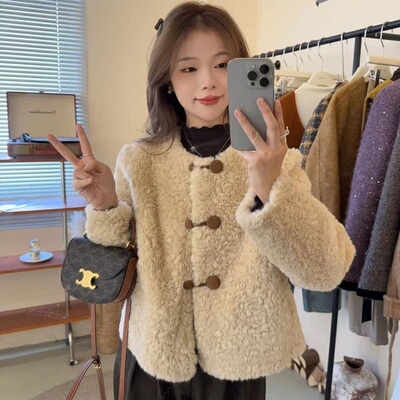 羊羔毛加厚外套女2025秋冬新款保暖百搭显瘦韩系小个子皮毛一体潮