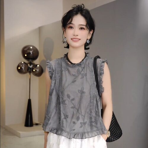 法式高级感花边袖衬衫女2026夏季新款设计感小个子复古洋气上衣潮