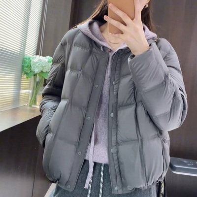 女装2025冬季新款圆领白鸭绒羽绒服小个子韩系高级感短款保暖外套