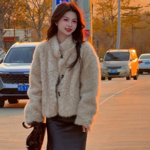 巨好看环保仿皮草羊羔毛毛绒外套女秋冬新款皮毛一体流行爆款上衣