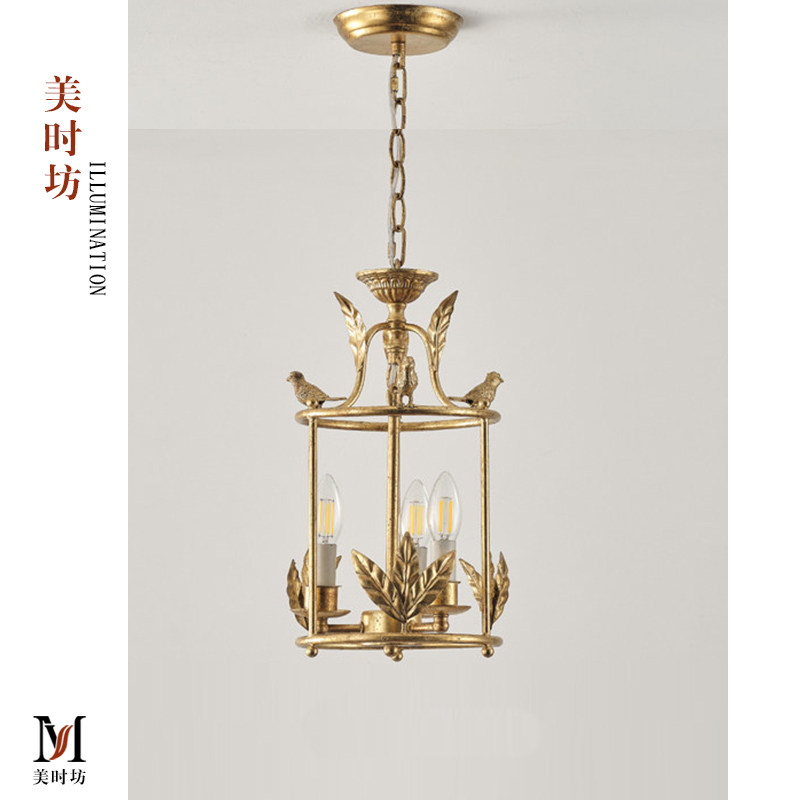 美式VC1:1-Thayer复古别墅餐厅灯岛台玄关走廊手工贴金箔灯笼吊灯