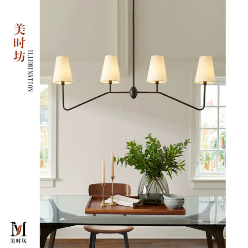 美式乡村餐厅吊灯法式南洋风黑色复古设计师吧台岛台一字长桌灯具