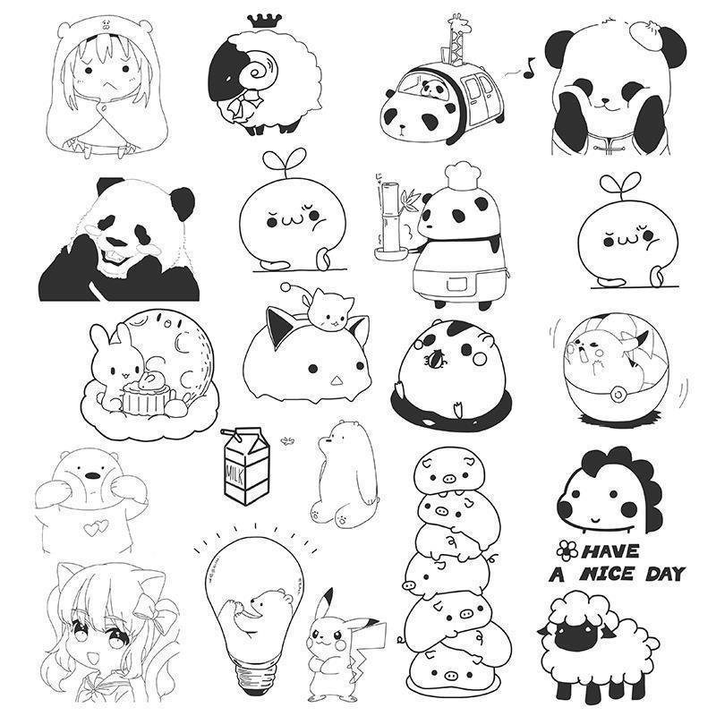 橡皮章素材图纸初学者橡皮砖素材包全套新手水转印图案diy基础