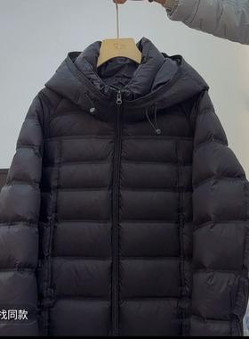 香港一诺7111有点甜新国标90白鸭绒一体连帽羽绒服长68绒量168克