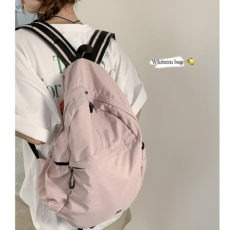 双肩包女2025新款旅游轻便高颜值背包高初中学生书包可折叠双肩包
