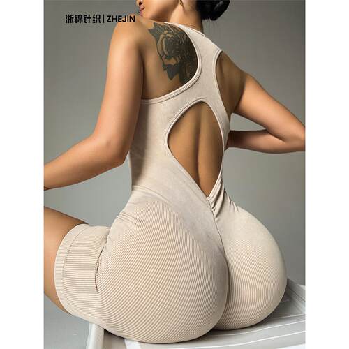欧美跨境高弹无袖背心短
