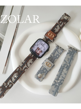 ZOLAR新款大牌时尚高级双D苹果手表表带适用iwatch8/7654代se真皮
