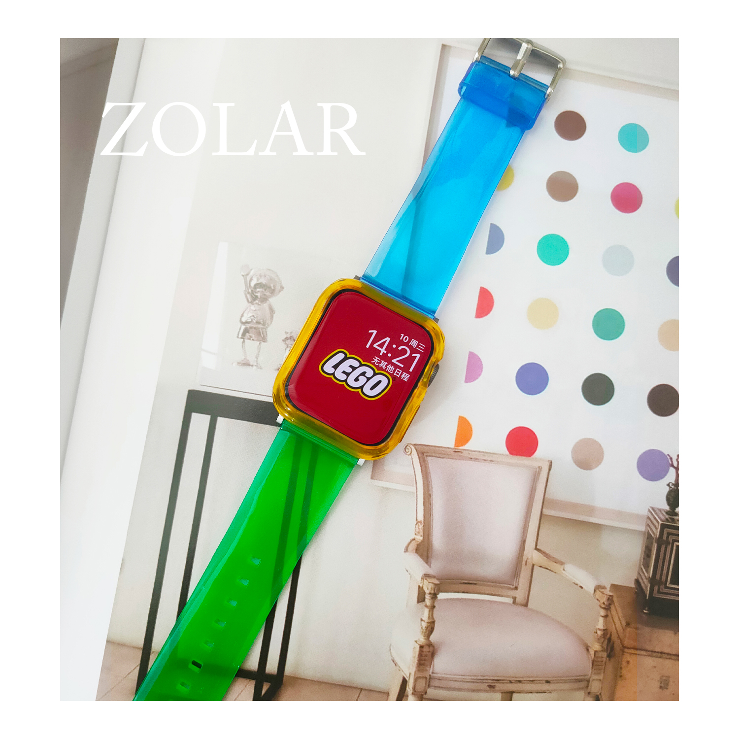 ZOLAR积木拼色款透明硅胶苹果表带适用iwatch8代7654SE柔软抗氧化-封面