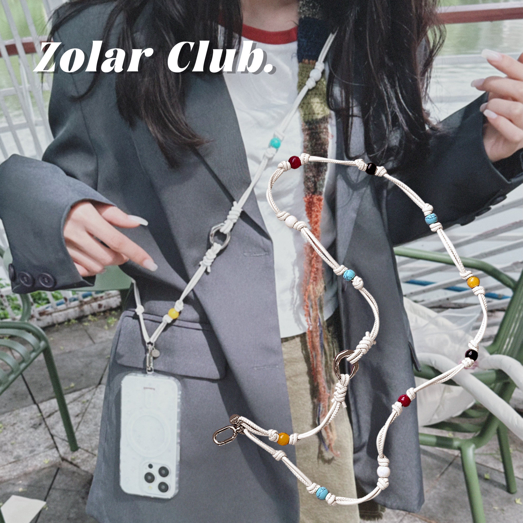 ZOLAR天然石pu皮绳手机链