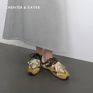 女2025新款 复古德训鞋 春季 经典 CHENTER 真皮厚底休闲鞋 KATER专柜