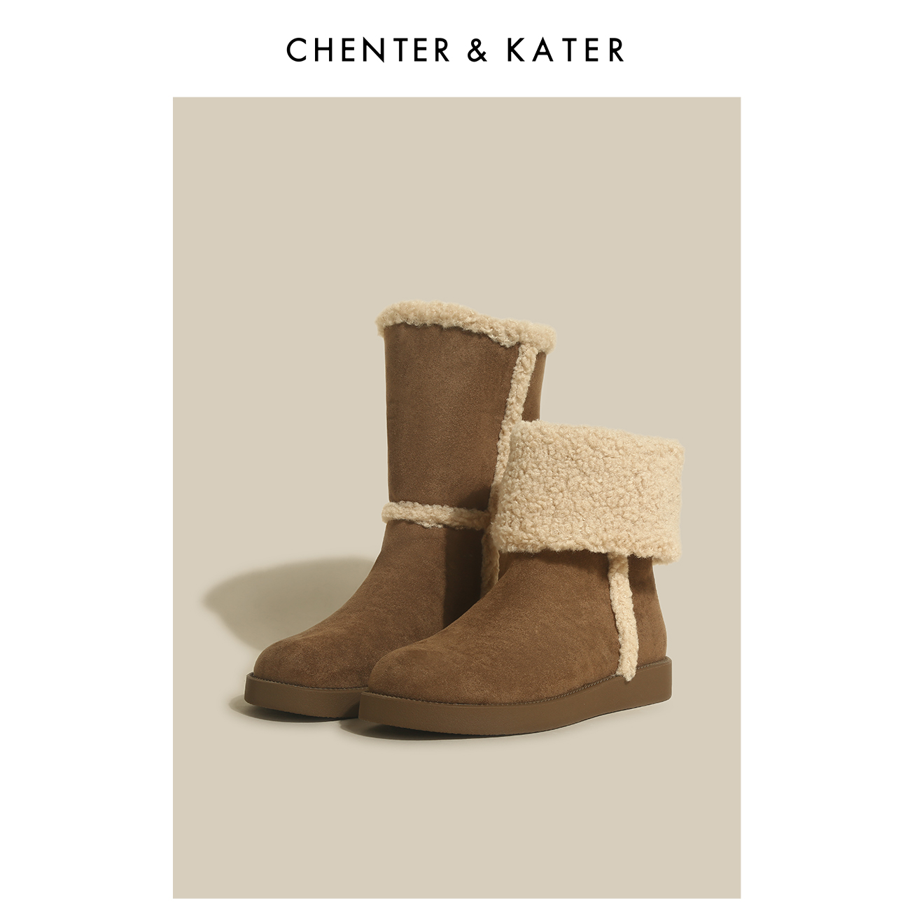 新款真皮羊羔毛加绒短靴潮