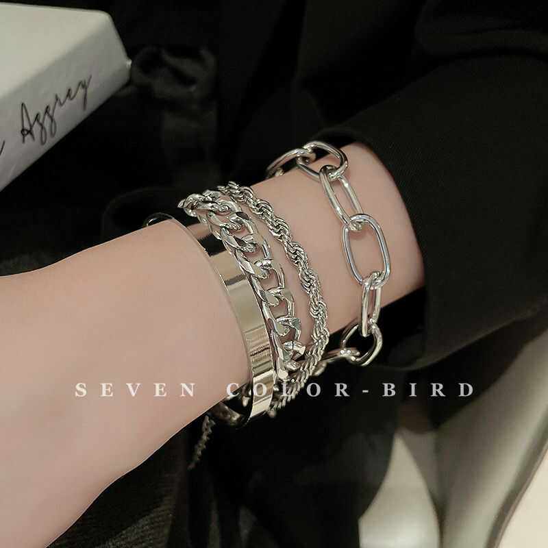 夸张金属链条手镯女欧美冷淡风多层手环个性高级感叠戴手链手饰品