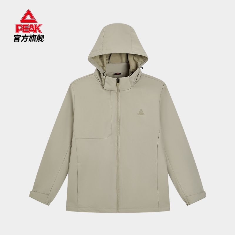 匹克运动风衣冲锋衣2025冬季新款男加绒加厚防风保暖连帽休闲外套