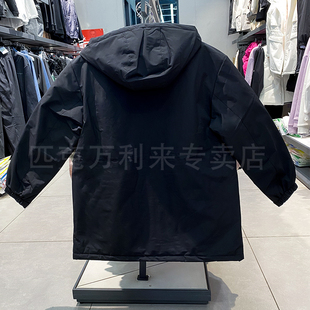 匹克女款棉服中长款连帽风衣冬季保暖棉服运动休闲外套