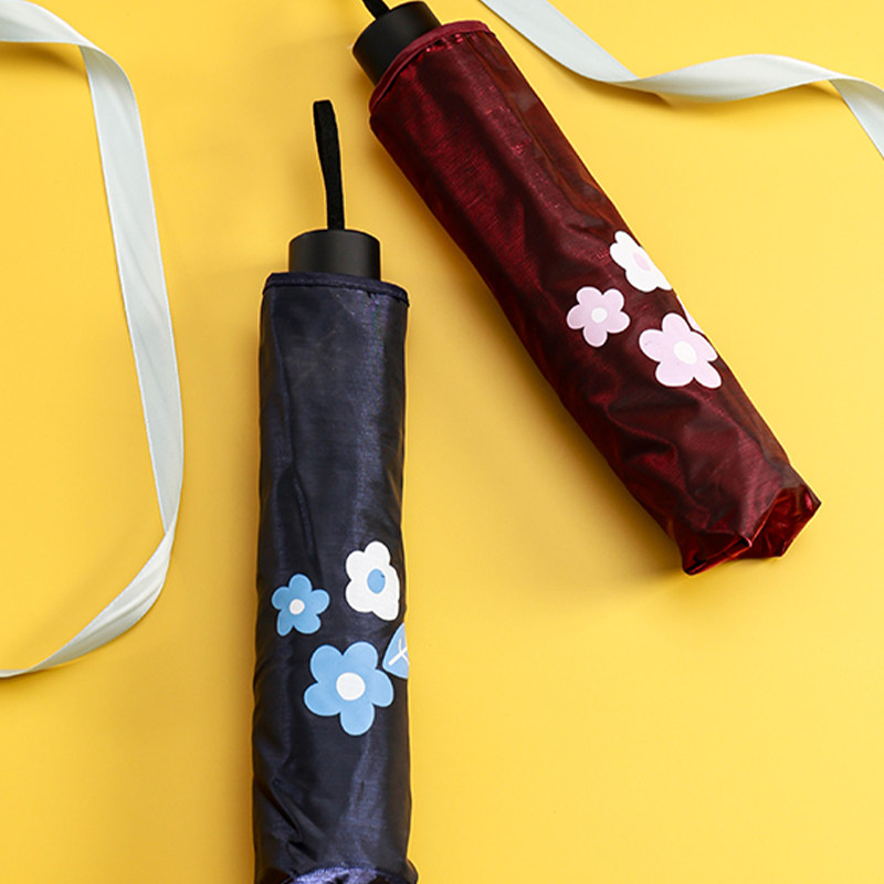 天堂伞防晒紫外线晴雨伞两用女三折夏季成人太阳全遮光黑胶手动