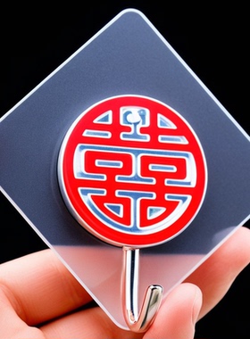 福字红色喜庆挂钩强力粘胶免打孔粘钩无痕墙壁承重门挂中国结钩子