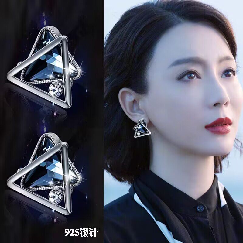 韩版纯银女银的个性耳环保色久