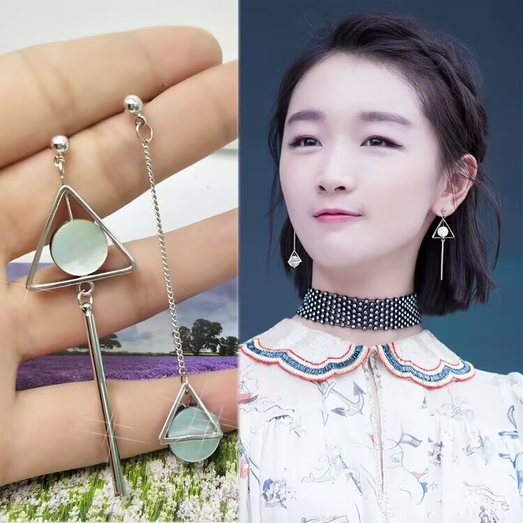 长款耳线不对称银耳环耳饰耳坠女