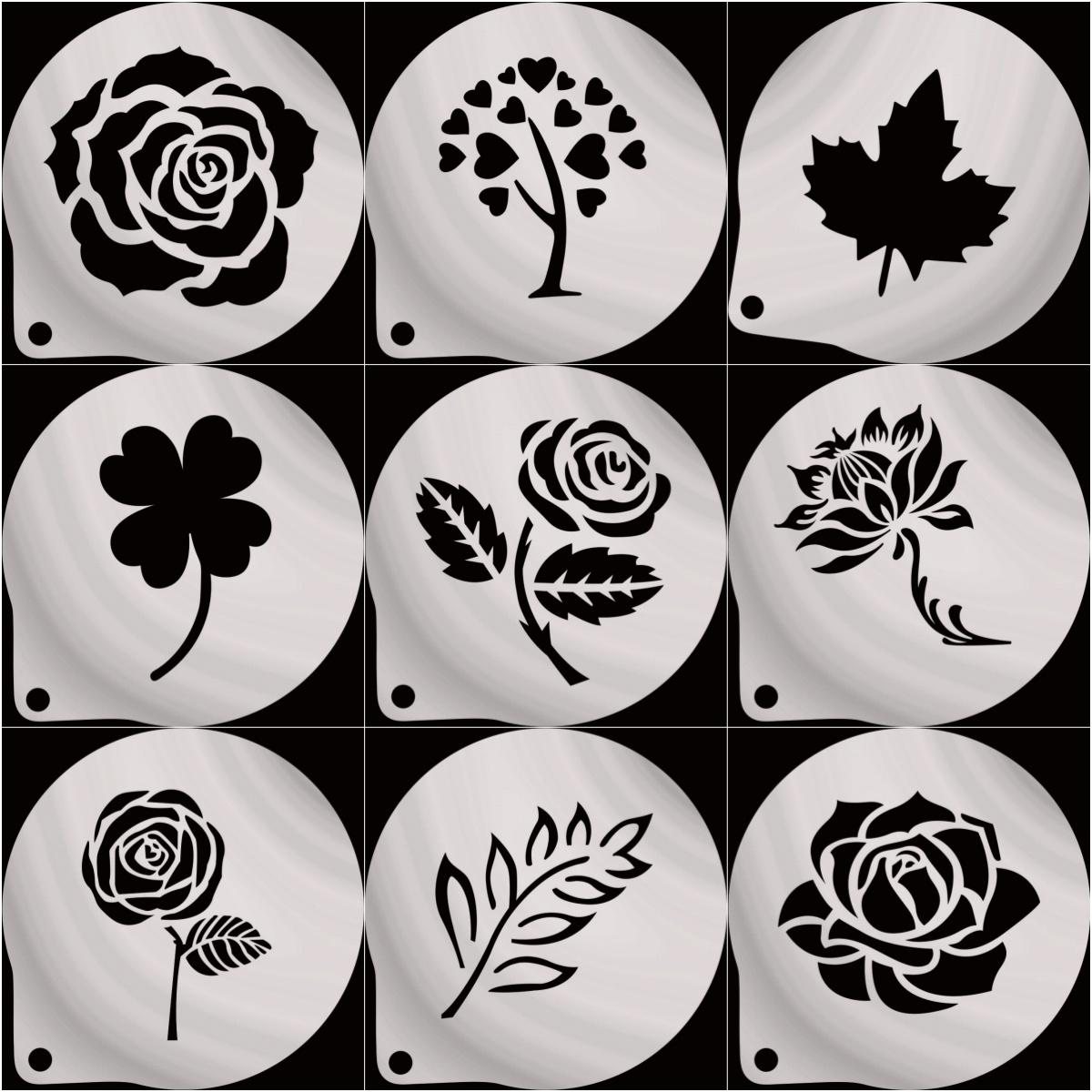 5/6/8寸304不锈钢蛋糕点心撒粉模具花朵图案面欧包喷花模烘焙印花