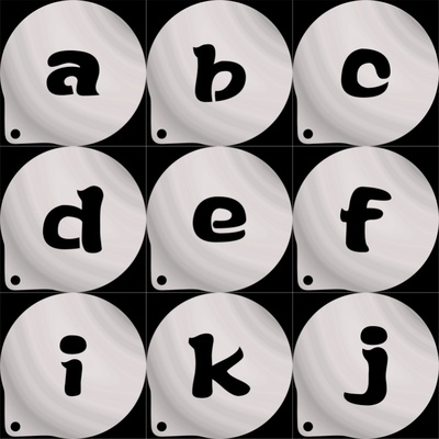 5/6寸咖啡字母模具喷花模印花数字图案糖粉筛提拉米苏蛋糕撒粉模