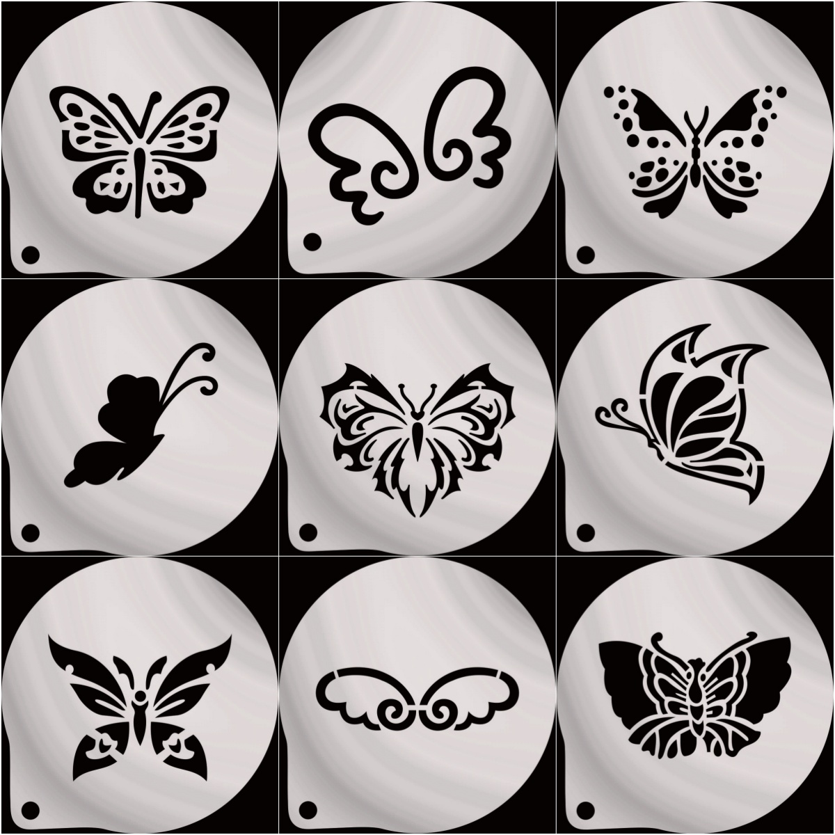 3/4寸304不锈钢蝴蝶咖啡奶茶撒粉模具奶盖喷花蛋糕糖粉筛烘焙印花