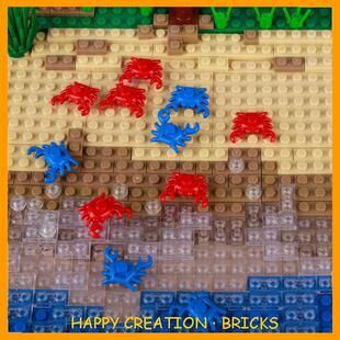 海洋动物33121海鲜鱼虾水产螃蟹兼容人仔小颗粒拼插积木玩具