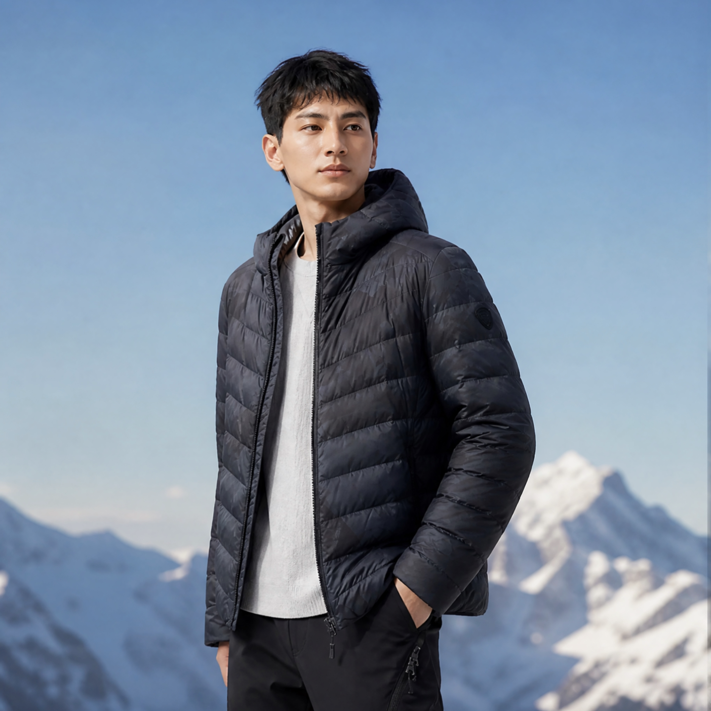 坦博尔轻薄连帽羽绒服男冬季外套
