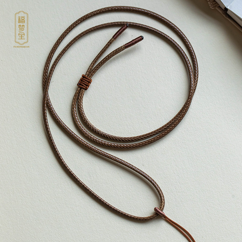 福梦全项链绳吊坠挂绳子腊皮绳金坠饰品手工编织牢固黑锁骨毛衣链