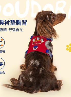 DOUDORA狗狗胸背带牵引绳大中小犬背心式防冲爆冬季红色蓝色