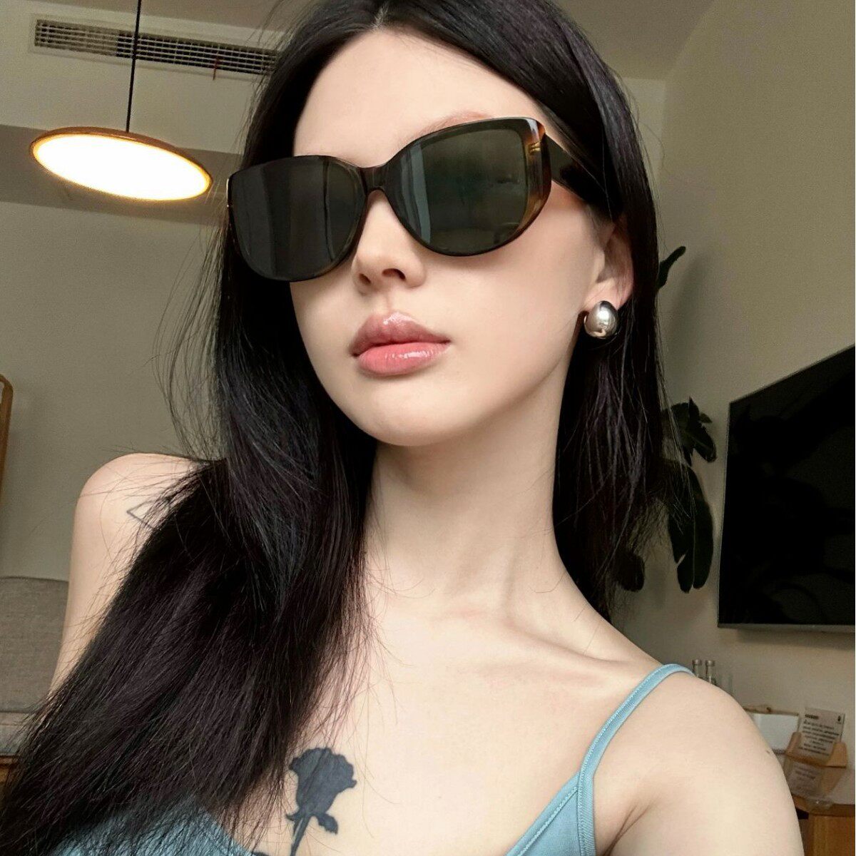 新款板材猫眼大框墨镜女h2711高清尼龙UV400防紫外线太阳镜BC9205