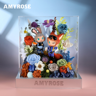 疯狂动物城永生花束摆件礼盒214情人节礼品新婚生日礼物送女友