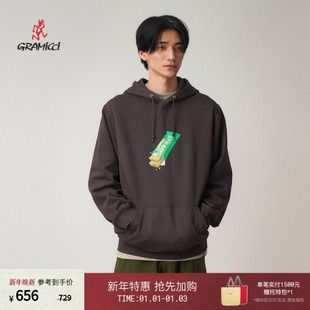 GRAMICCI小野人休闲宽松印花设计针织连帽衫 J091 卫衣上衣G5FU