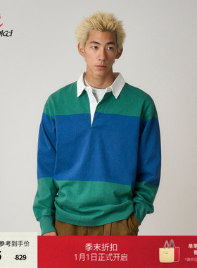 【季末折扣】GRAMICCI小野人POLO领彩条长袖橄榄球衫G5FM-J141
