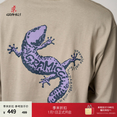 【季末折扣】GRAMICCI小野人25秋壁虎图案长袖T恤G5FU-T132